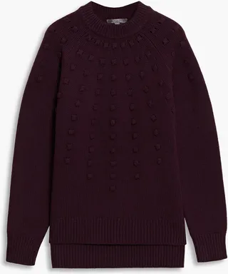 Pompom-embellished wool and cashmere-blend sweater