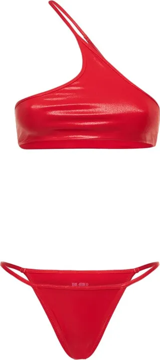 Wet jersey one-shoulder bikini