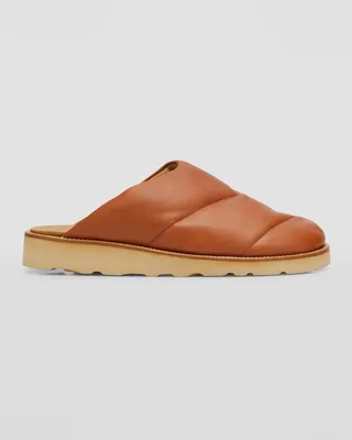 Men's Quilted Leather House Slippers