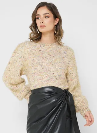 Crew Neck Shimmer Sweater