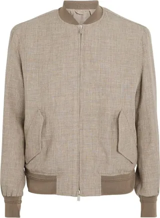 Lardini Linen-Wool Bomber Jacket