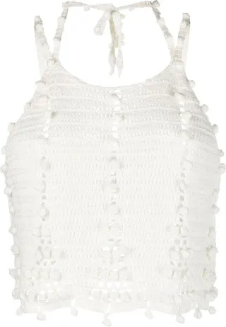 White Mirani Halterneck Crochet Top