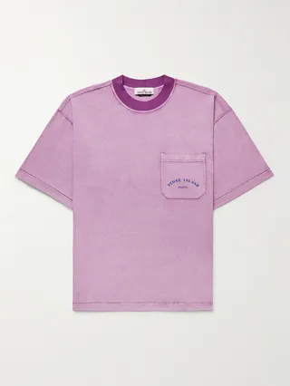 Marina Garment-Dyed Logo-Print Cotton-Jersey T-Shirt