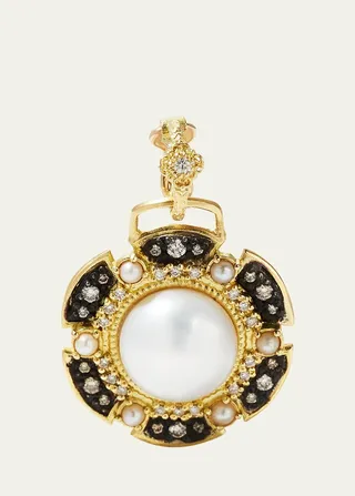 Old World 11mm Round Pearl Enhancer with Diamonds and Pearls