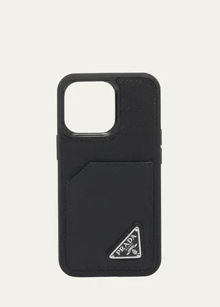 Men's Saffiano Leather iPhone 14 Phone Case