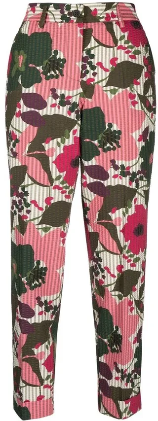 Floral-Print Cropped Trousers