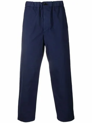 Straight-Leg Elasticated-Waist Trousers