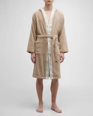 Men's Hooded Bathrobe with Logo Taping