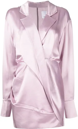 Satin-Finish Notched-Lapels Dress