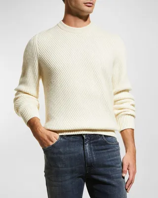 Men's Ribbed Cashmere Crewneck Sweater