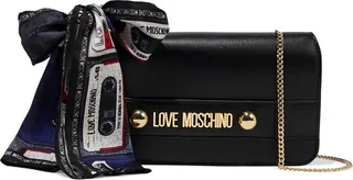 Bow-embellished faux leather shoulder bag