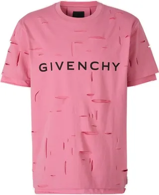 Logo Printed Distressed Crewneck T-shirt