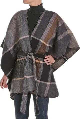 Kelly & Katie Belted Plaid Kimono