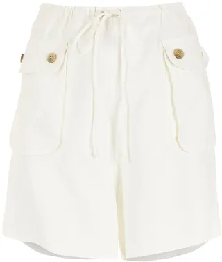 Drawstring-Waist Flap-Pocket Shorts