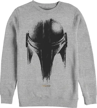 Men's Star Wars The Mandalorian Metallic Helmet Sweatshirt - Athletic Heather - 2X Large