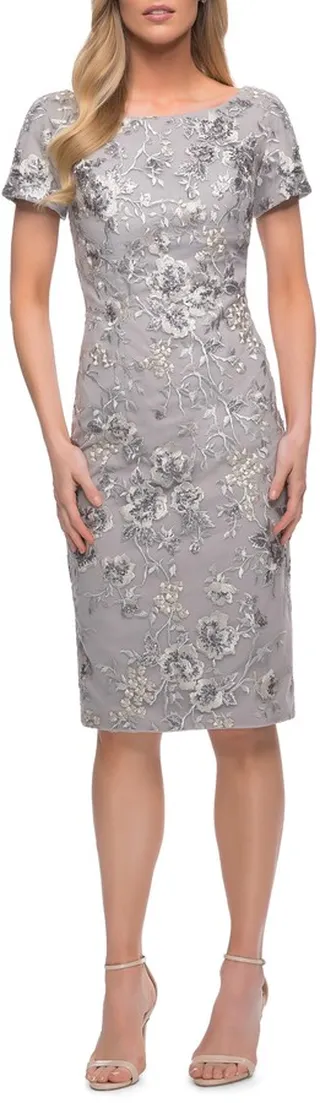 Sequin Lace Cocktail Sheath Dress