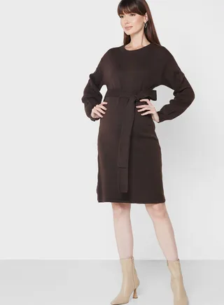 Tie Detail Knitted Dress