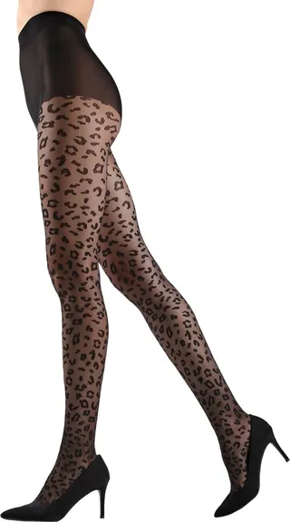 MeMoi Women's Patterned Leopard Print Sheer Tights