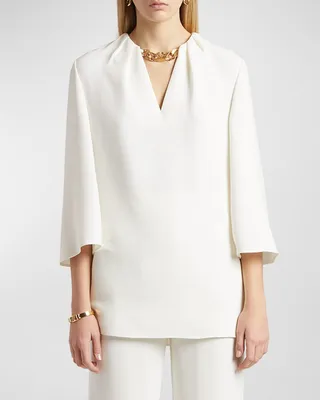 Chain Collar Crepe Shift Mini Dress