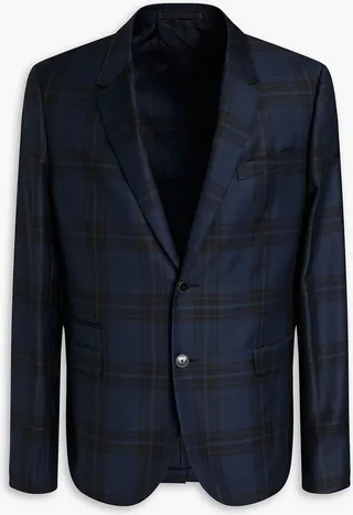 Checked wool-twill blazer