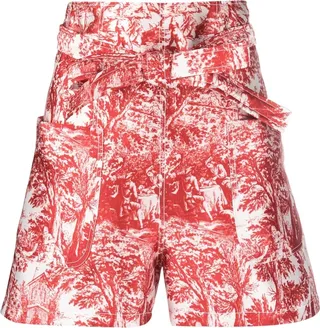 Graphic-Print Tied-Waist Shorts
