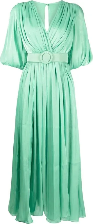 Draped Belted-Waist Dress