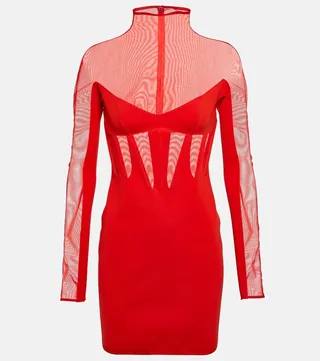 Tulle-trimmed minidress
