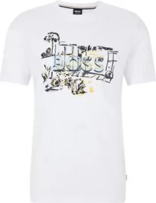 Cotton-jersey T-shirt with hand-drawn artwork