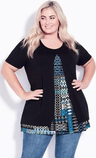 AVENUE | Women's Plus Size Alexia Overlay Tunic - blue - 18W