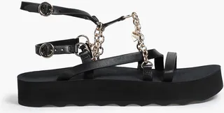 Frankie chain-trimmed leather platform sandals