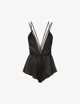 Womens Black lyph V-neck tretch-silk Chemise