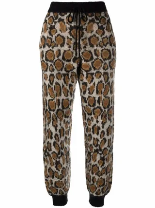 Rhea leopard-knit joggers