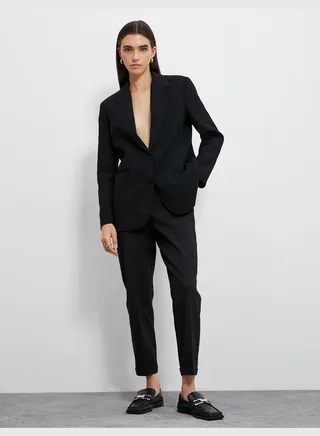 Double Button Oversized Blazer Jacket