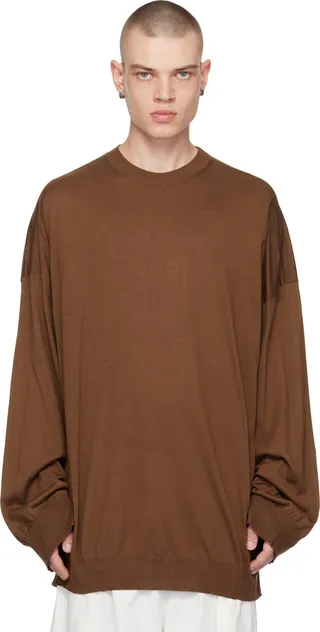 Hed Mayner Brown Crewneck Long Sleeve T-Shirt