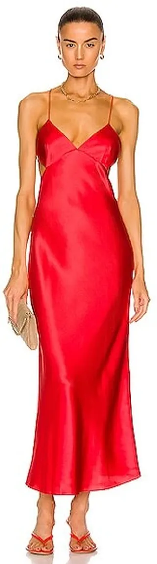 The Sei Cut Out Bias Dress in Red