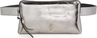 Zip Metallic Leather Belt Bag