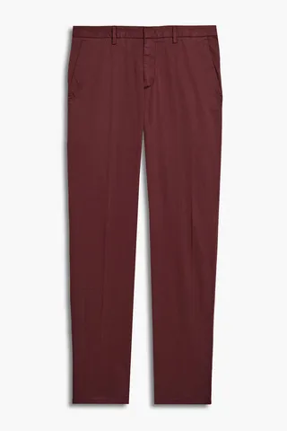 Slim-fit cotton-blend pants