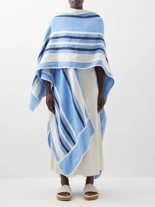 Gaia Striped Linen Cape