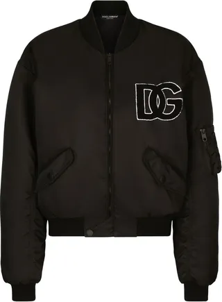 Logo-Patch Zip-Up Bomber Jacket