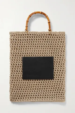 Jil Sander - Leather-trimmed Crocheted Rope Tote - Neutrals
