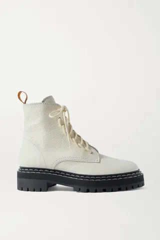 Proenza Schouler - Textured-leather Ankle Boots - White