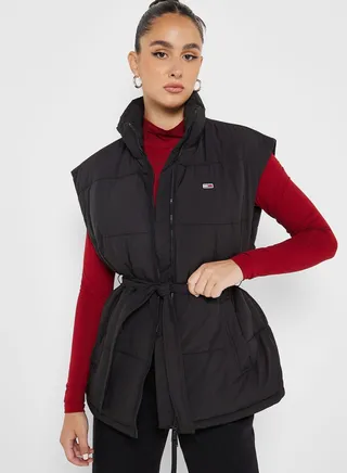 Zip Through Belted Vest Jacket