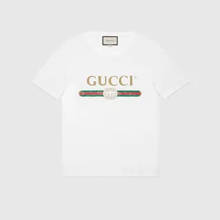 Oversize washed T-shirt with Gucci logo