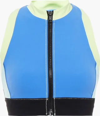 Color-block stretch sports bra