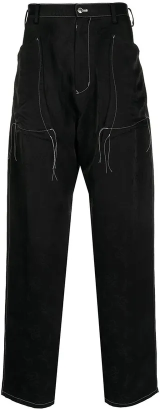 Stitch-Detail Straight-Leg Trousers