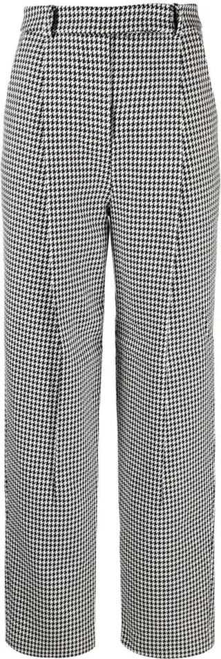 Check-Print Cotton Trousers