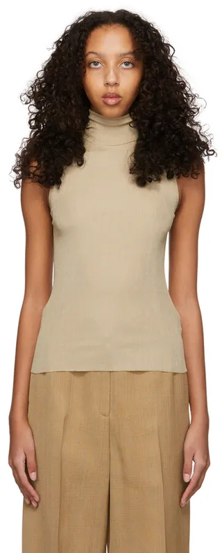 The Row Beige Silk Dasio Turtleneck