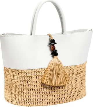 Serena Uziyel Melita Off-White & Natural Large Round Tote Bag - Brown