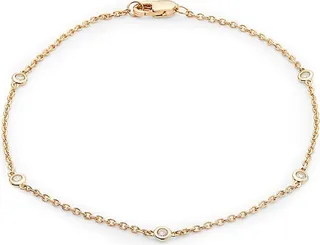 14K Yellow Gold & Diamond Station Bracelet