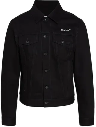 Diagonal Logo Slim-Fit Denim Jacket